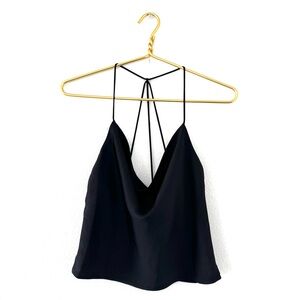 Lulus Cowl Neck Cropped Cami Top in Black